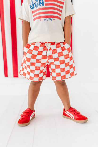 Red Check Shorts