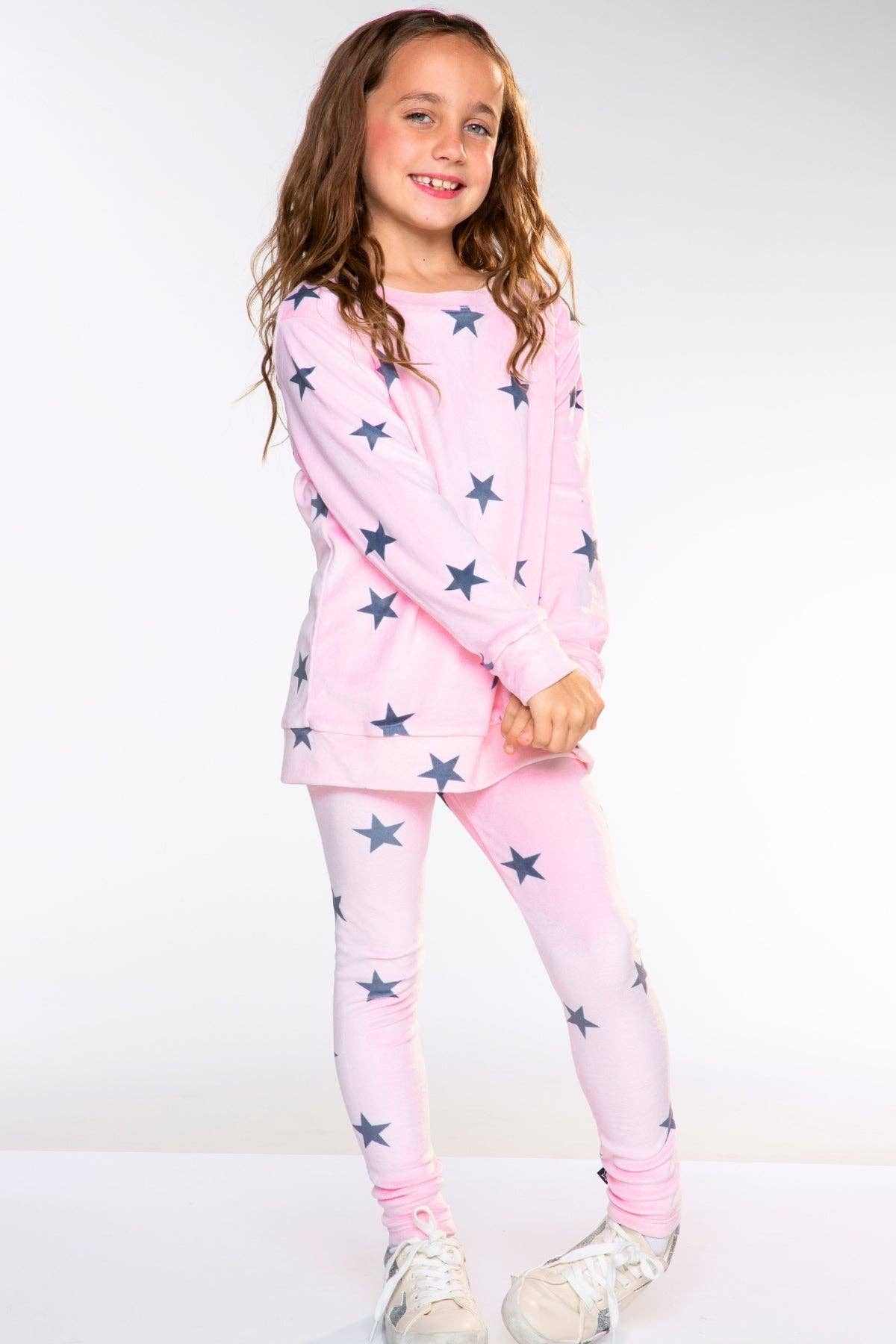 Long Sleeve Velour Set in Pink Stars