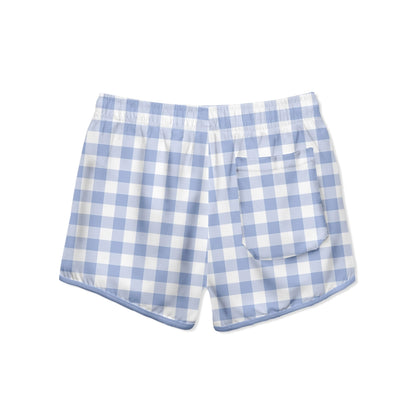 Periwinkle Gingham Swim Shorts