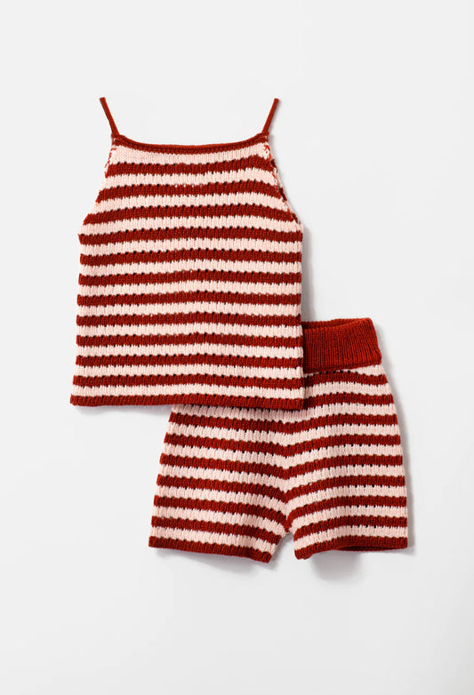 Rust Striped Crochet Set
