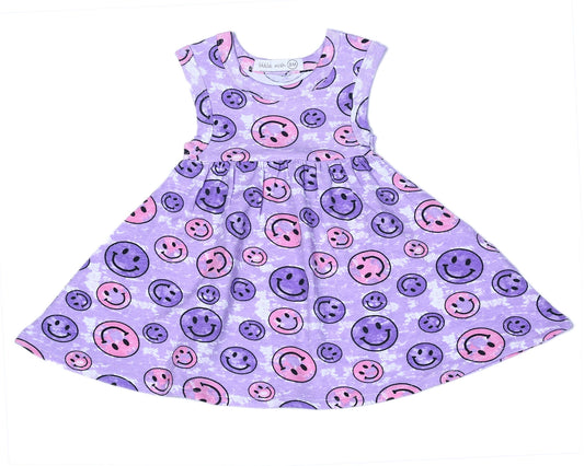 Purple Smiley Tie Dye Dress