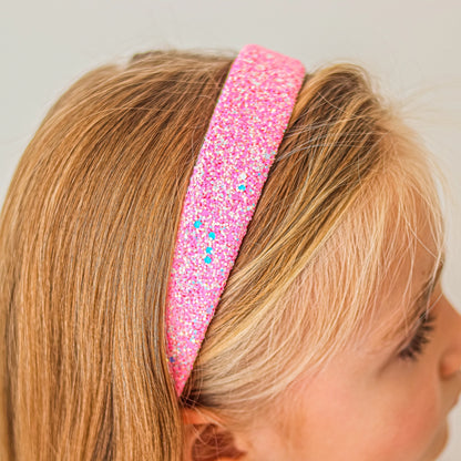 Pink Glitter Tapered Headband