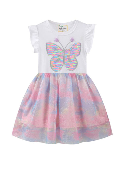 Pastel Rainbow Butterfly Flutter Dress