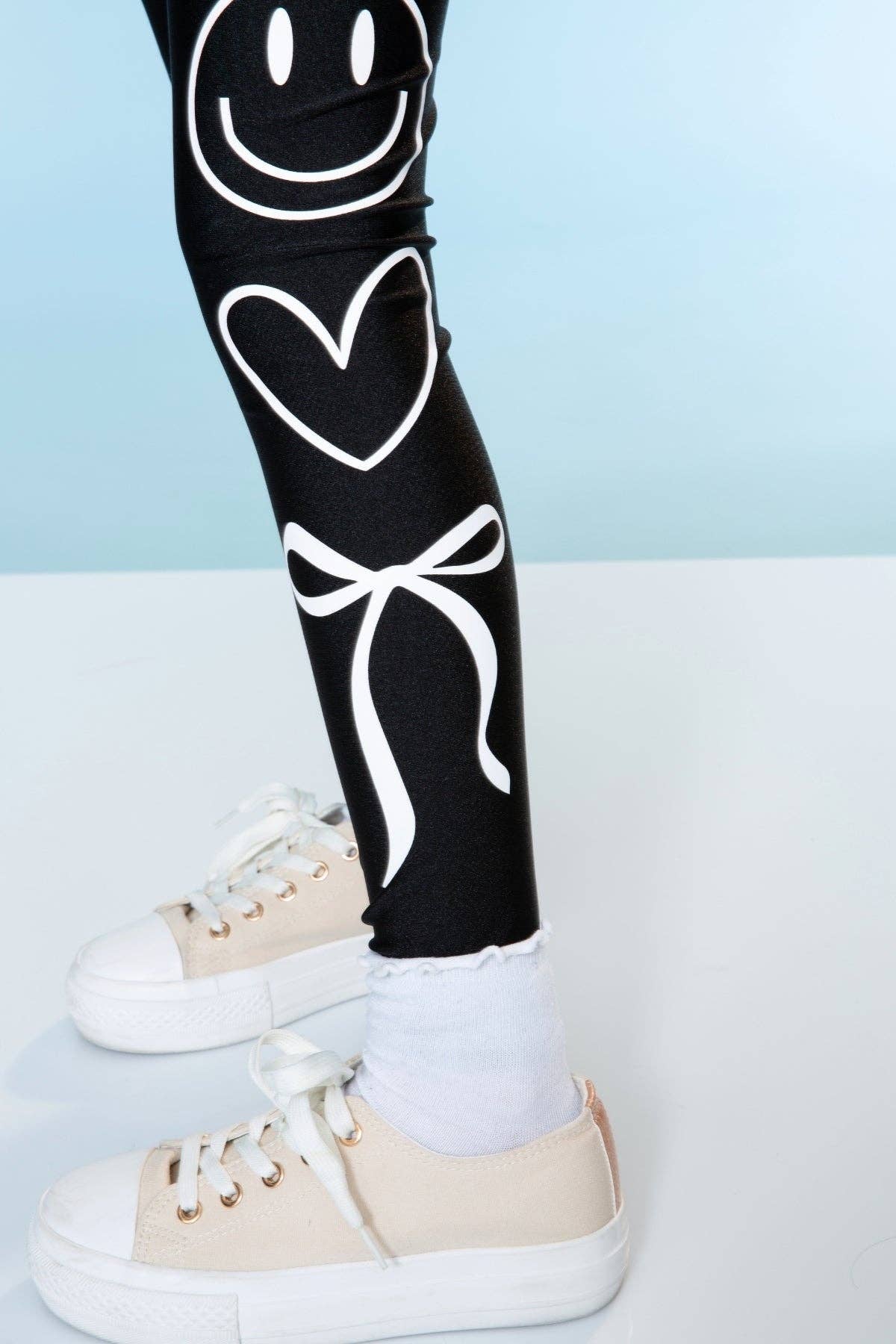 High Shine Long Legging in Charcoal Graffiti Elements