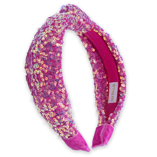 Hot Pink Sequin Knot Headband