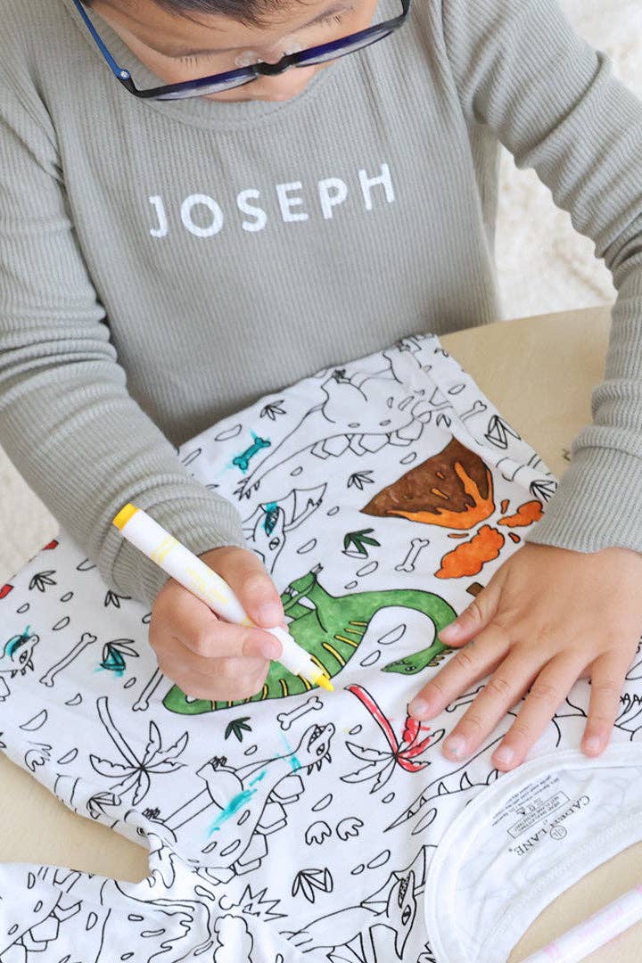 Jurassic Playground Colorable Bamboo Pajama Set