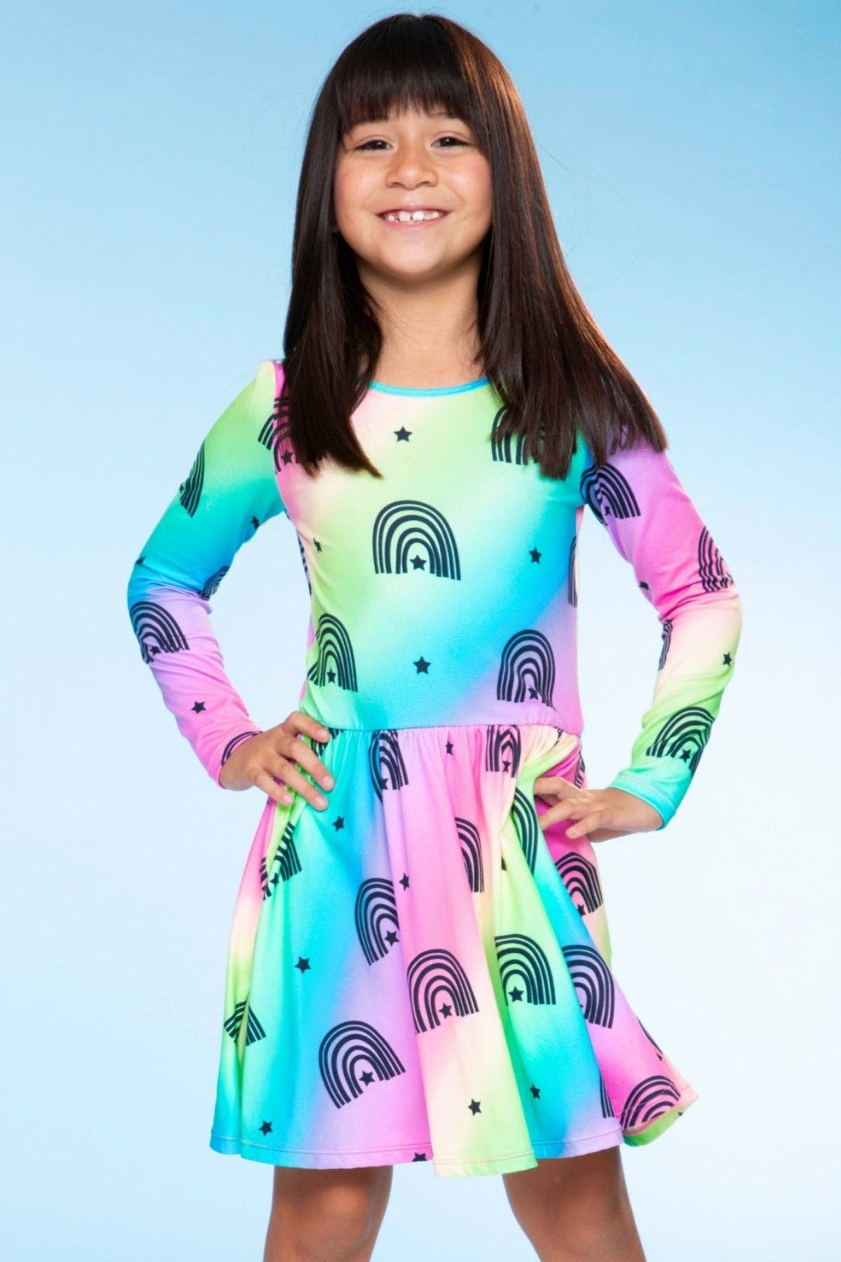 Rainbow Star Simply Soft Long Sleeve Be Happy Dress