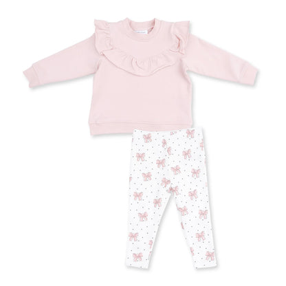 Veiled Bows Ruffle Sweatshirt + Legging Set