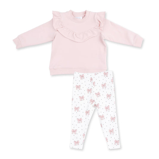 Veiled Bows Ruffle Sweatshirt + Legging Set