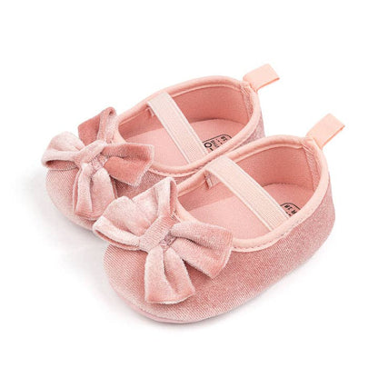 Black Velvet Bow Baby Shoes