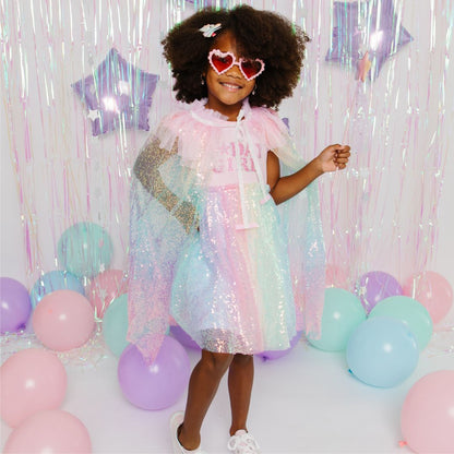 Birthday Girl Patch Rainbow Ombre Sequin S/S Tutu Dress
