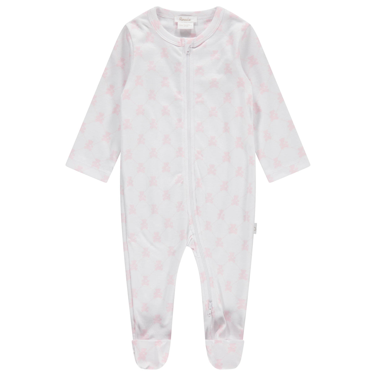 Teddy Bear Pink Cotton Zipper Footie