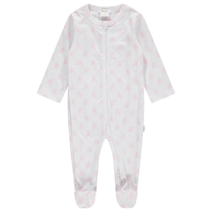 Teddy Bear Pink Cotton Zipper Footie