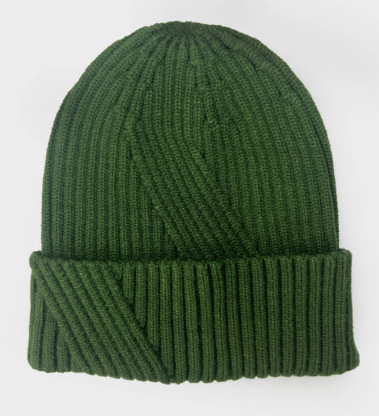 Olive Ribbed Knit Beanie