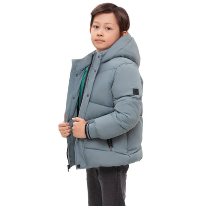 Slate Grid Fleece Lined Puffer Coat