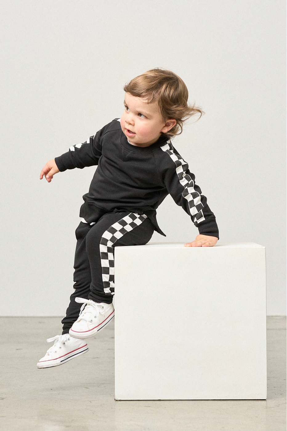 Black Side Checkered Baby Pullover