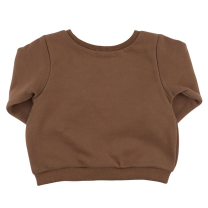 Teddy Bear Appliqué Brooklyn Boxy Sweatshirt in Chocolate