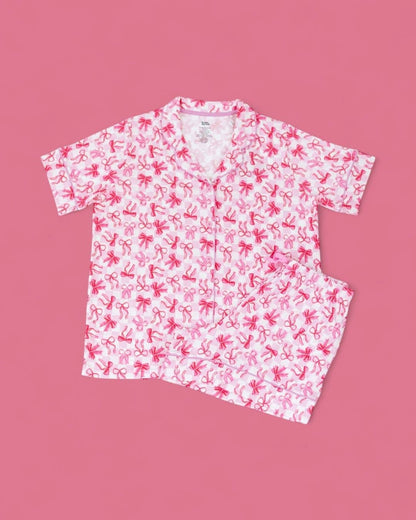 Women's Bow Checkered Charm Dream Short Set