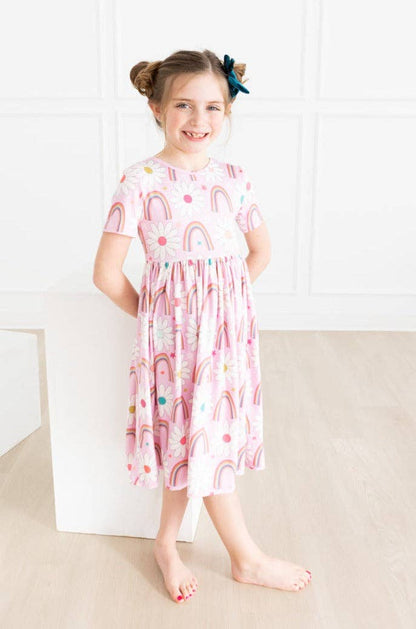 Rainbow Daisies S/S Pocket Twirl Dress