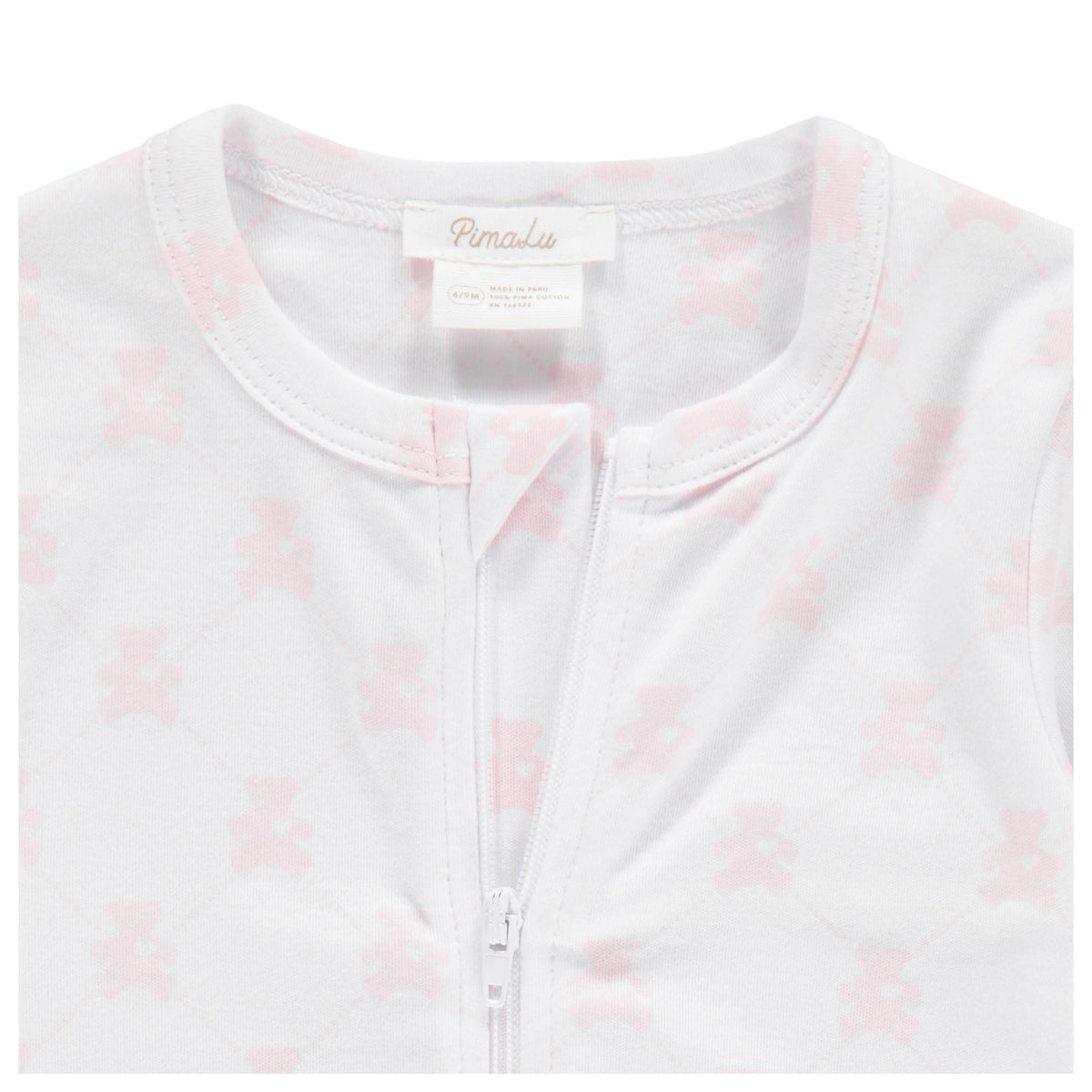 Teddy Bear Pink Cotton Zipper Footie