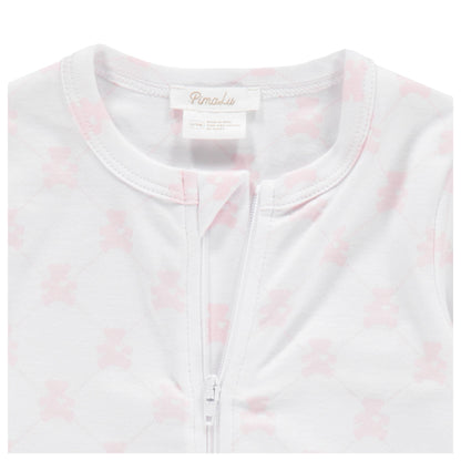 Teddy Bear Pink Cotton Zipper Footie