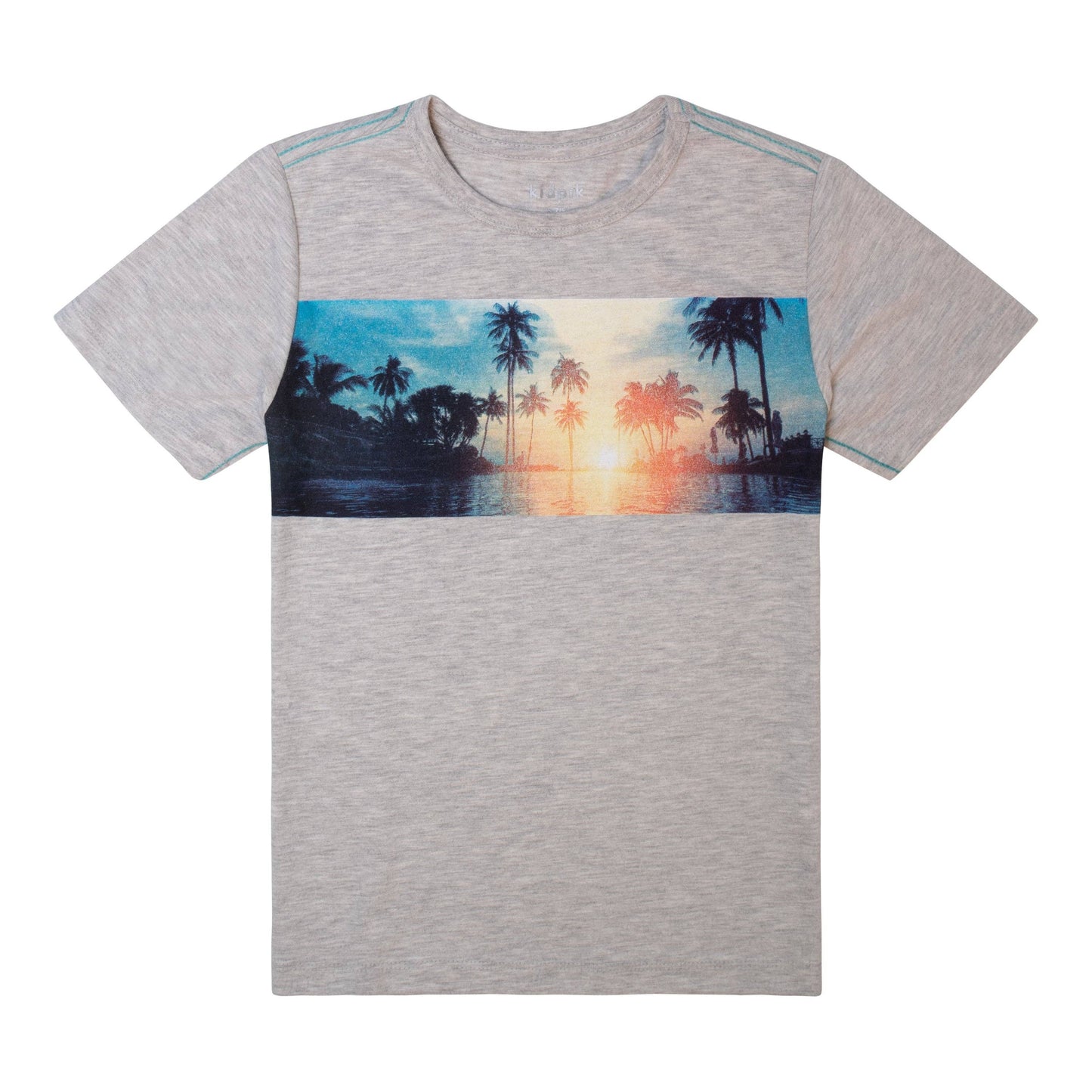 Grey Sunset Contrast Stitch Tee