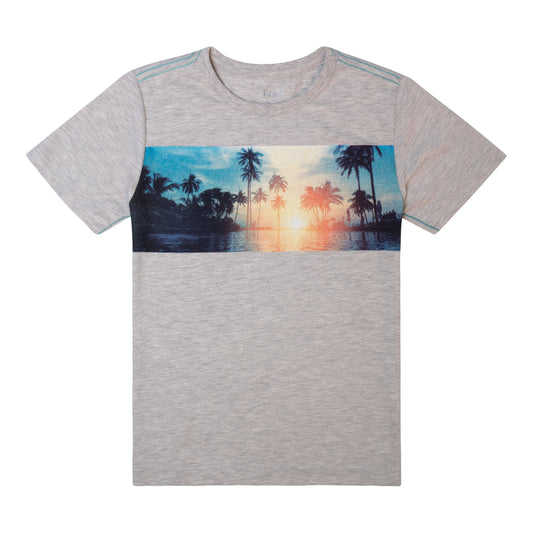 Grey Sunset Contrast Stitch Tee
