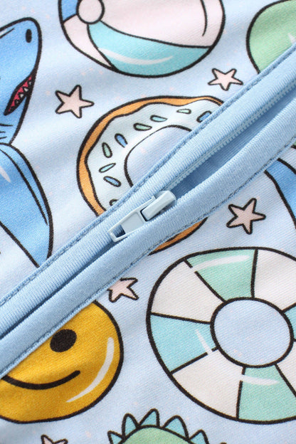 PoshTOT Ocean Fun Bamboo Convertible Zip Romper