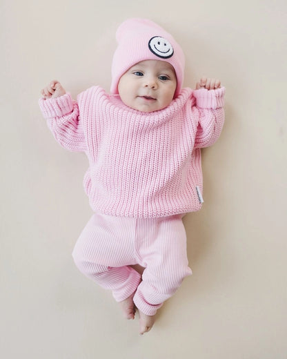 Smiley Beanie in Pink