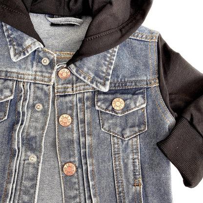 Black Hooded Denim Jacket