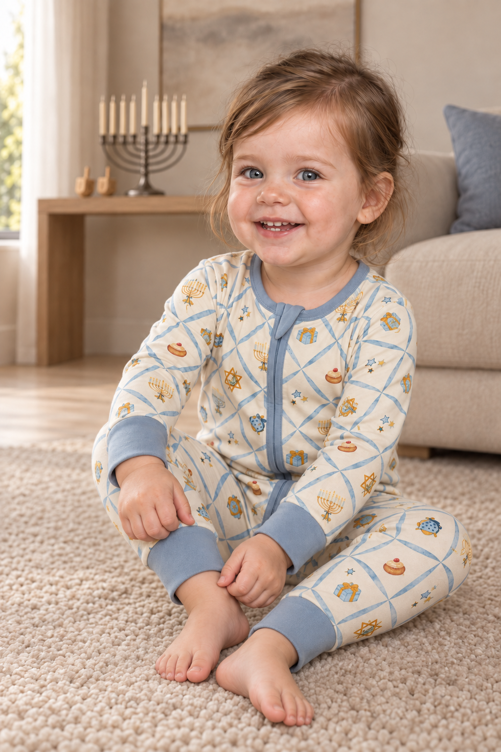 Hanukkah Bamboo Convertible Zip Footie