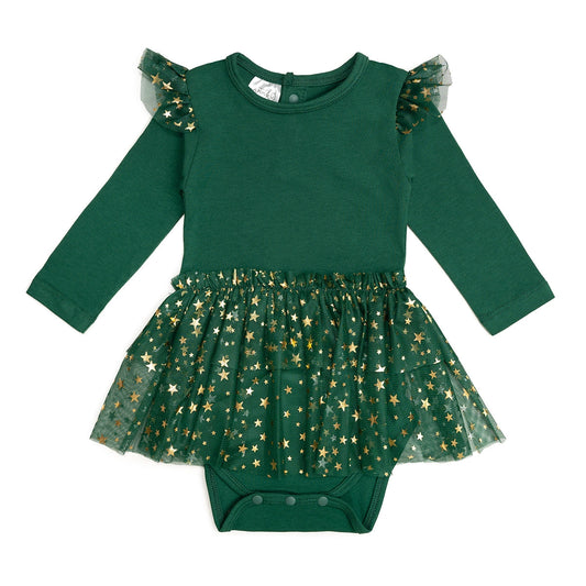 Emerald Shimmer L/S Tutu Bodysuit