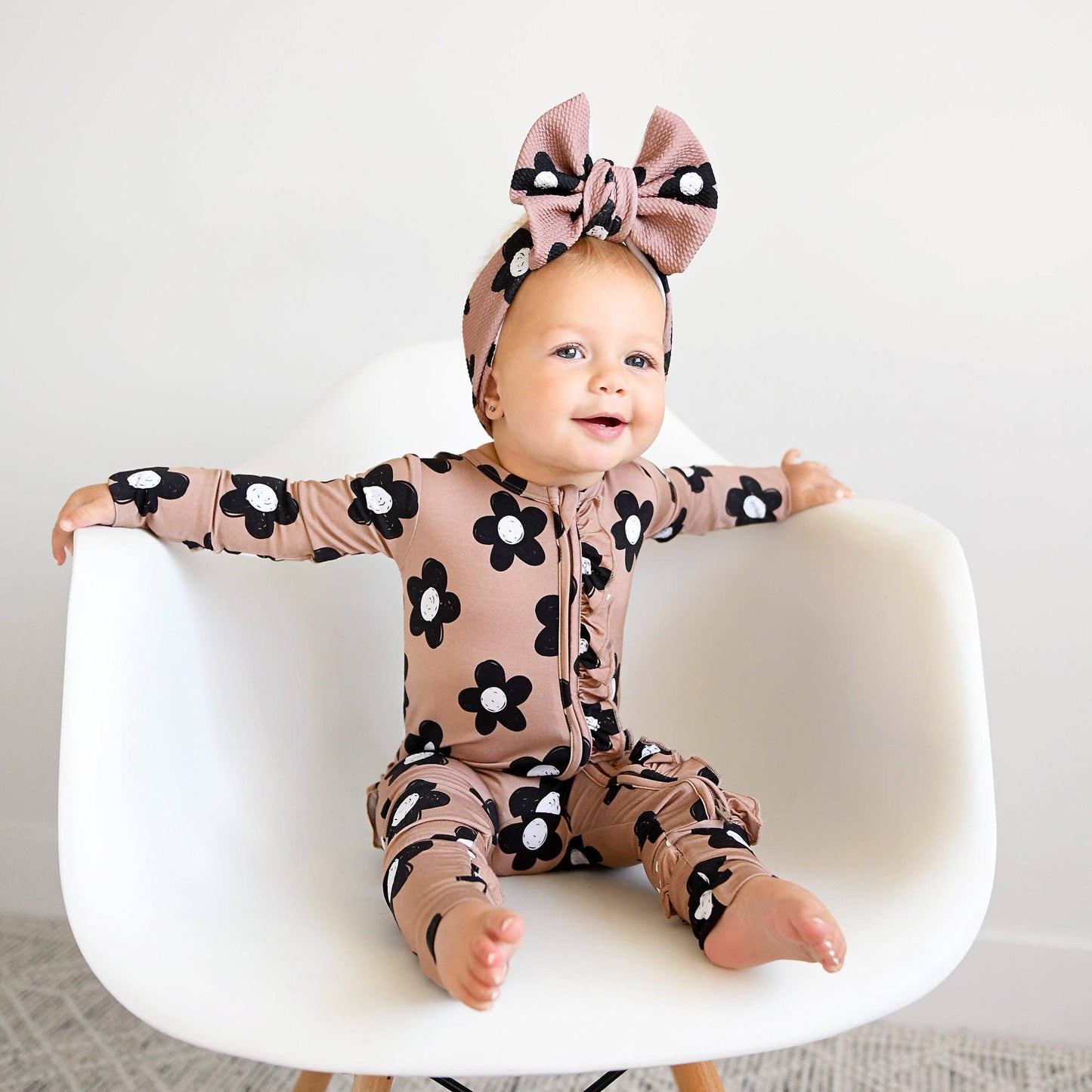 Coco Flowers Ruffle Bamboo Zip Romper