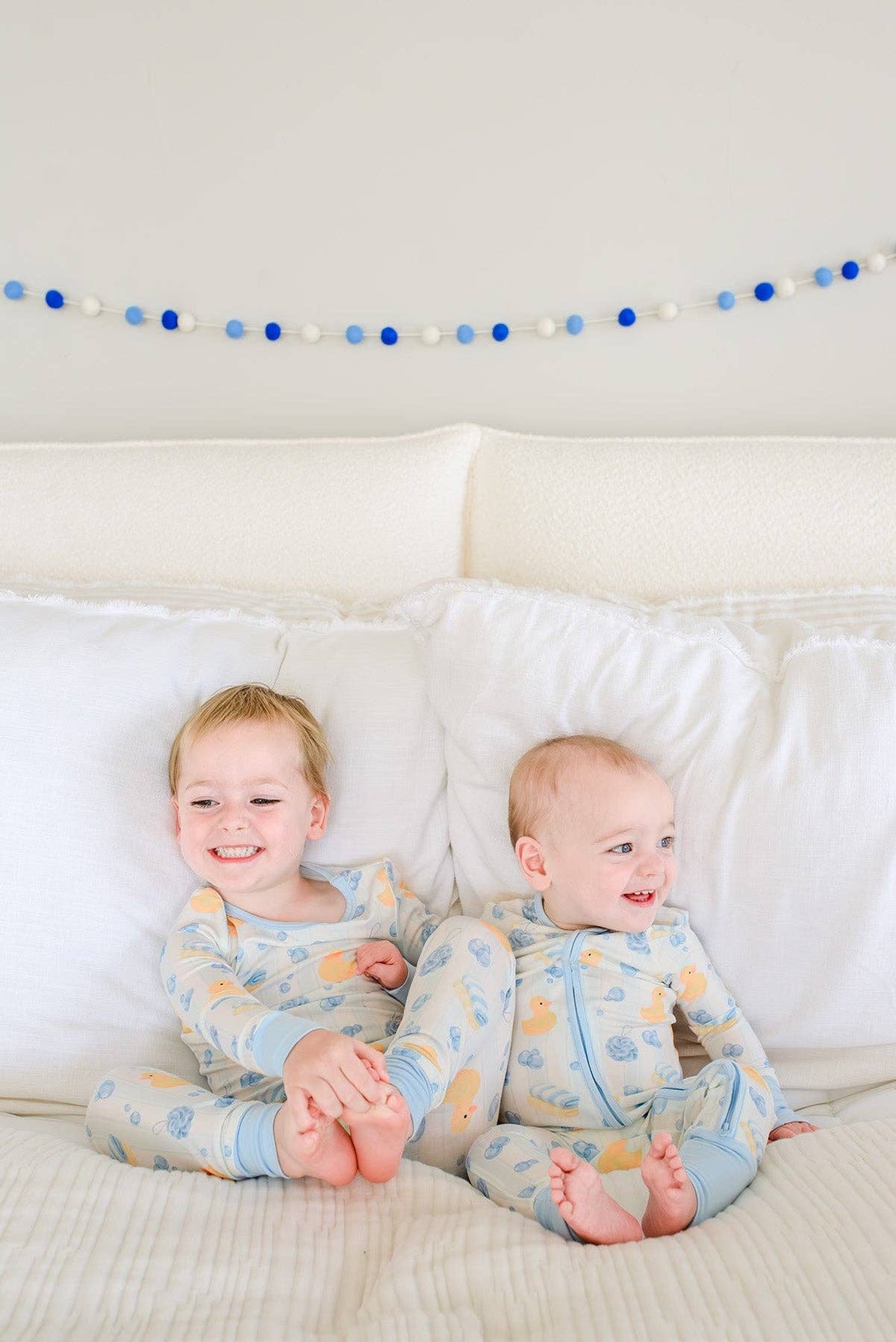 Bubble Duckies Blue Convertible Bamboo Zip Romper