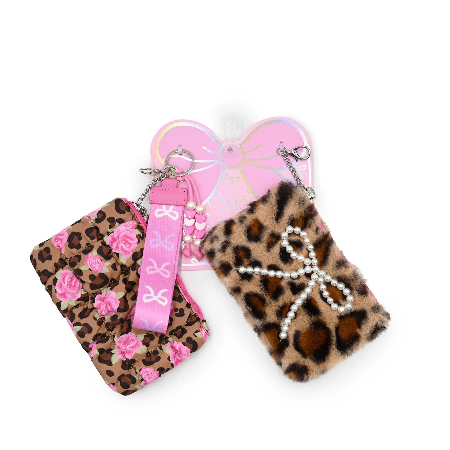 Quilted Scrunchies Leopard Pouch + Keychain Set