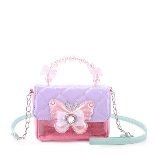 Quilted Clear Mini Flap Crossbody with Beaded Handle