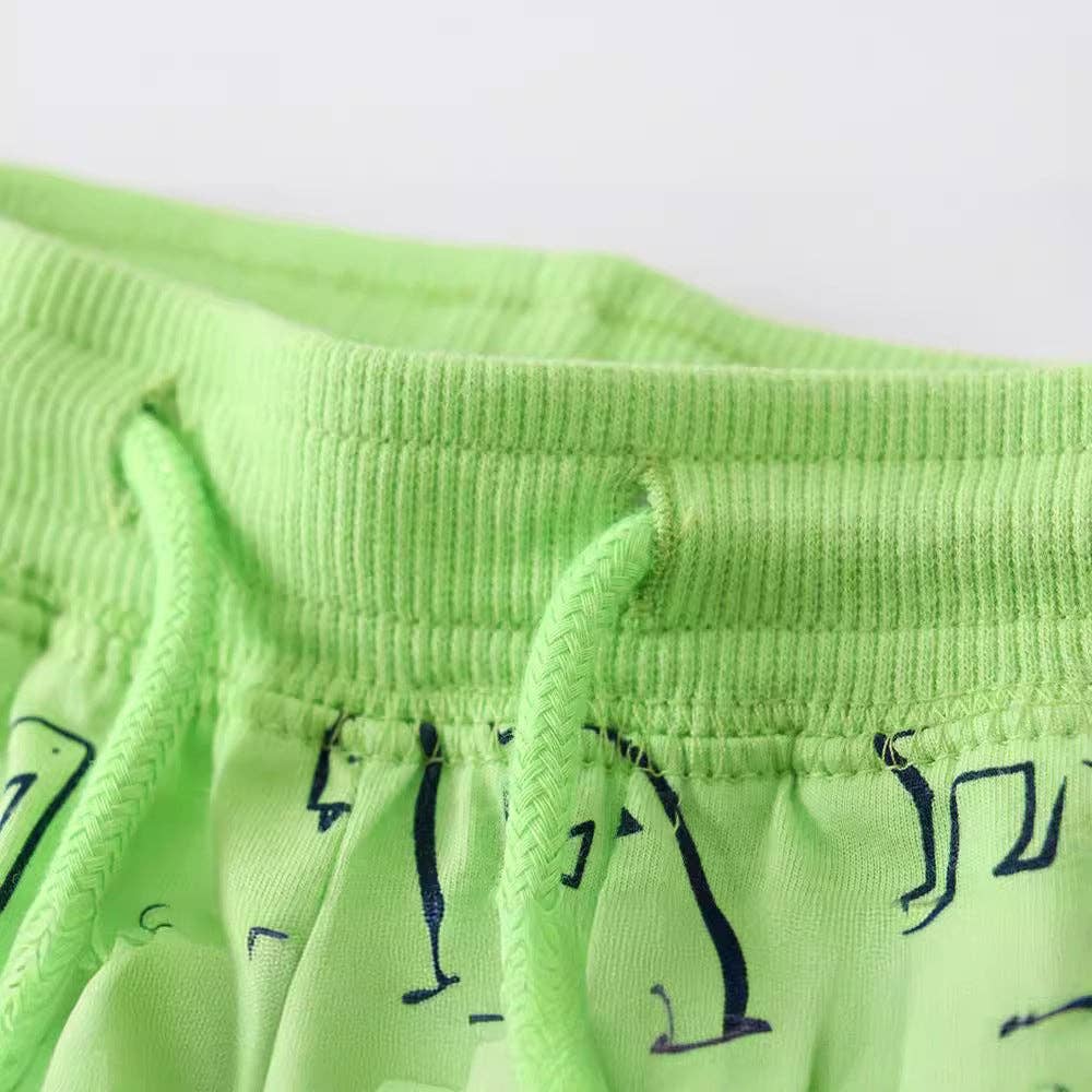 Lime Green Dino Soft Shorts