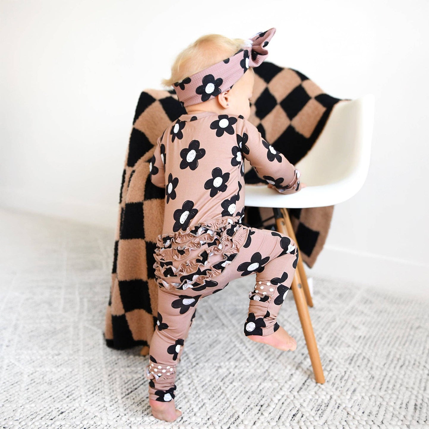 Coco Flowers Ruffle Bamboo Zip Romper