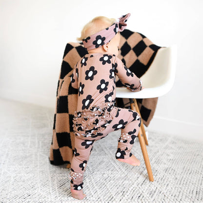 Coco Flowers Ruffle Bamboo Zip Romper