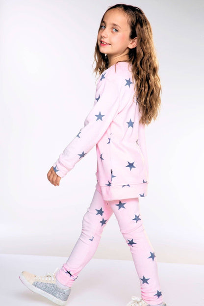 Long Sleeve Velour Set in Pink Stars