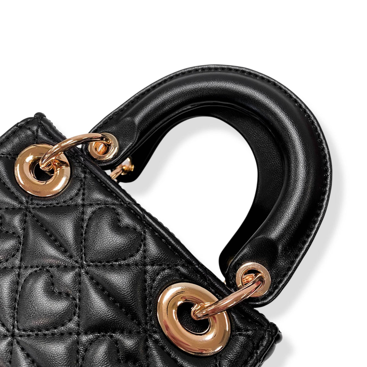 Black Heart-Quilted Handbag