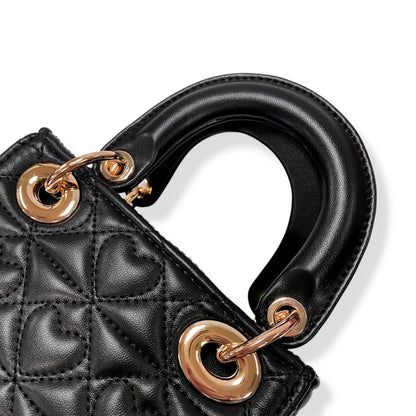 Black Heart-Quilted Handbag