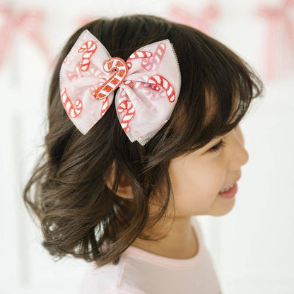 Candy Cane Confetti Tulle Bow Clip