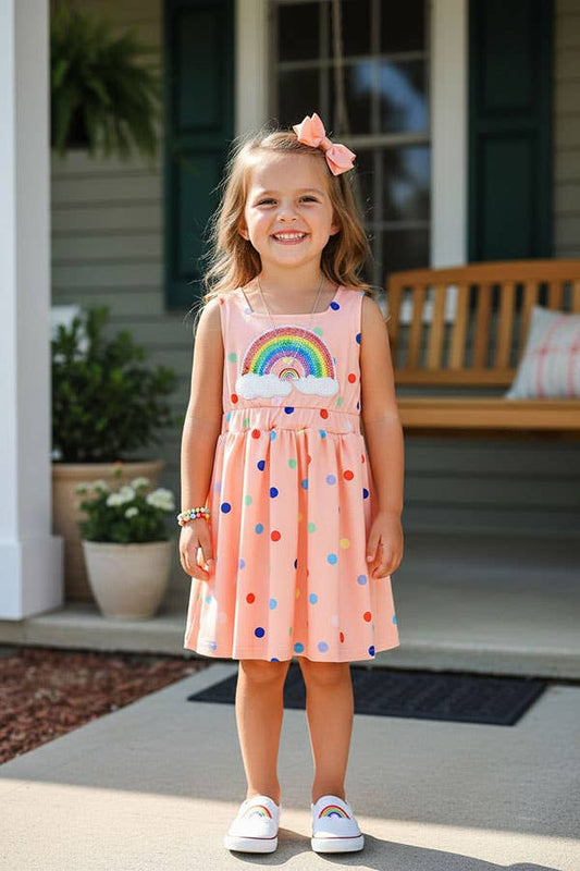 Sequin Rainbow Pink Polka Dot Dress