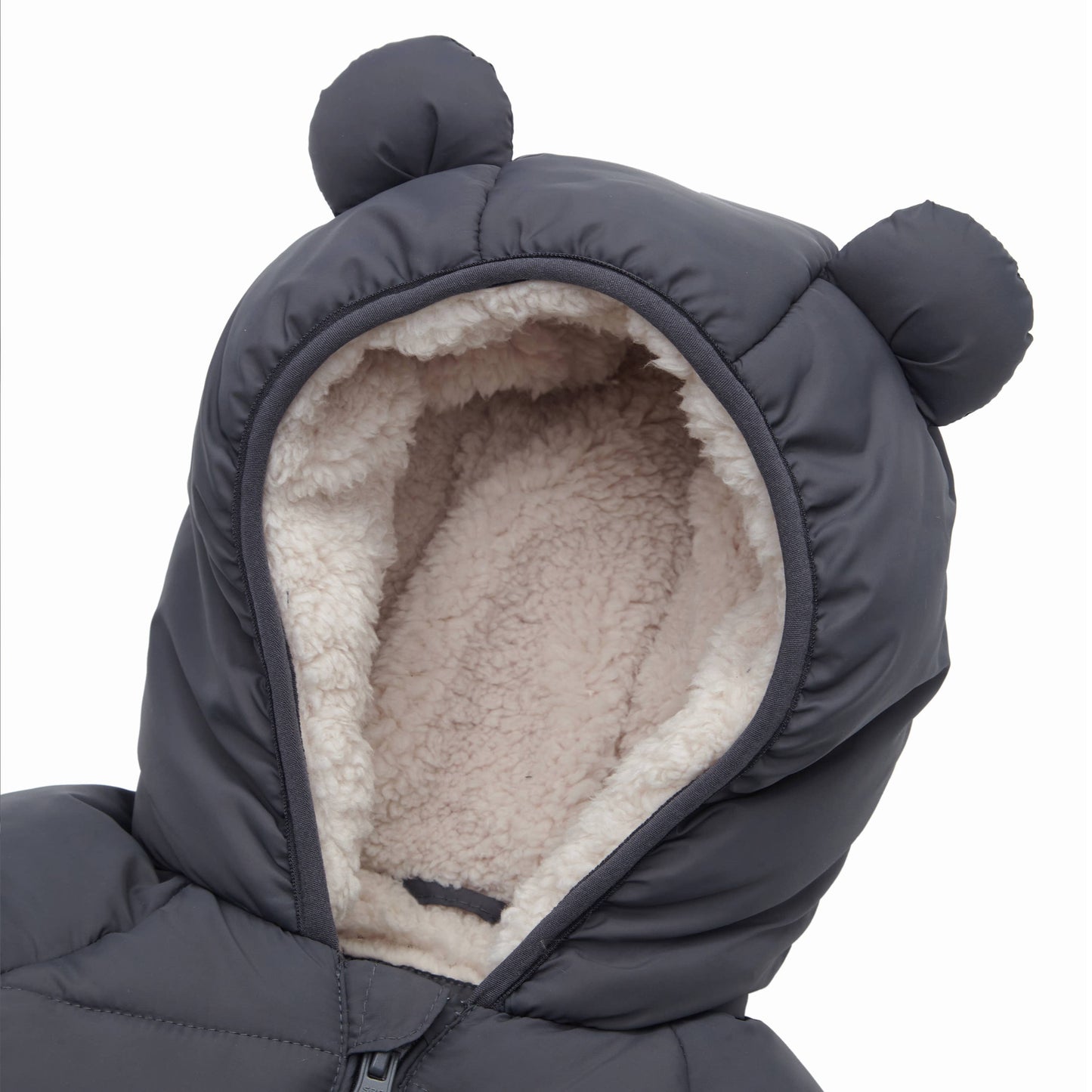 Gray Sherpa Lined Baby Puffer Coat
