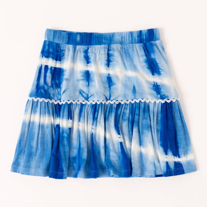 Blue Tie Dye Crochet Trim Skirt