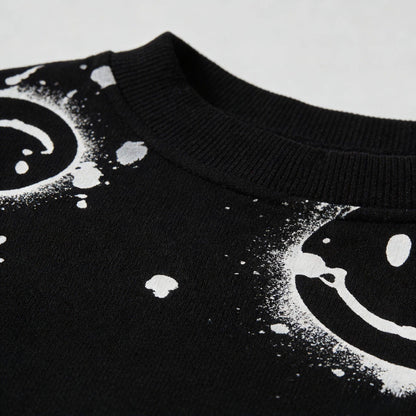 Black All-Over Smiley Jogger Set