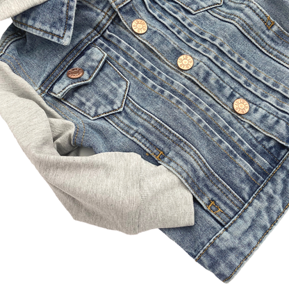 Grey Hooded Denim Jacket