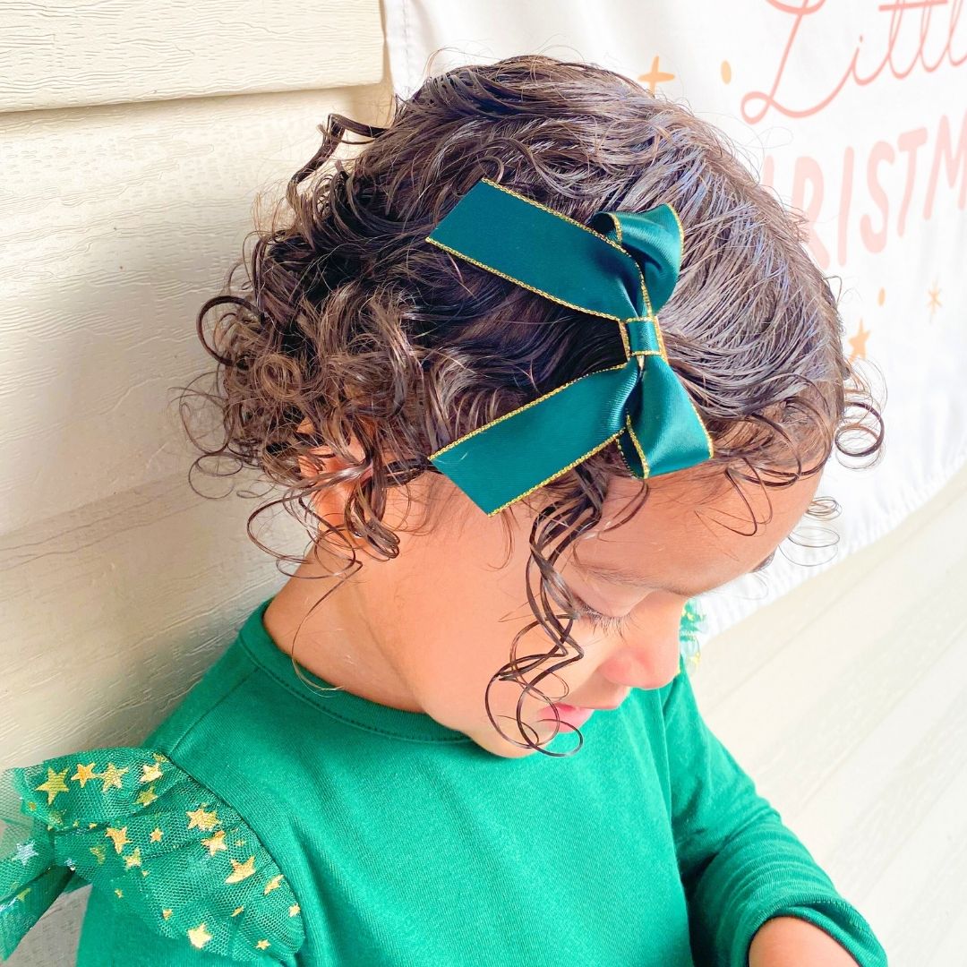 Emerald Coquette Bow Clip