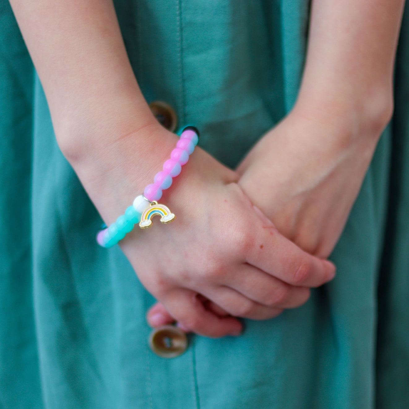 Tie Dye Glow Bubble Bracelet with Charm